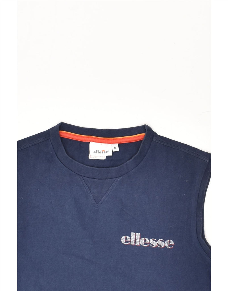 ELLESSE Mens Graphic Vest Top Medium Navy Blue Cotton | Vintage Ellesse | Thrift | Second-Hand Ellesse | Used Clothing | Messina Hembry 