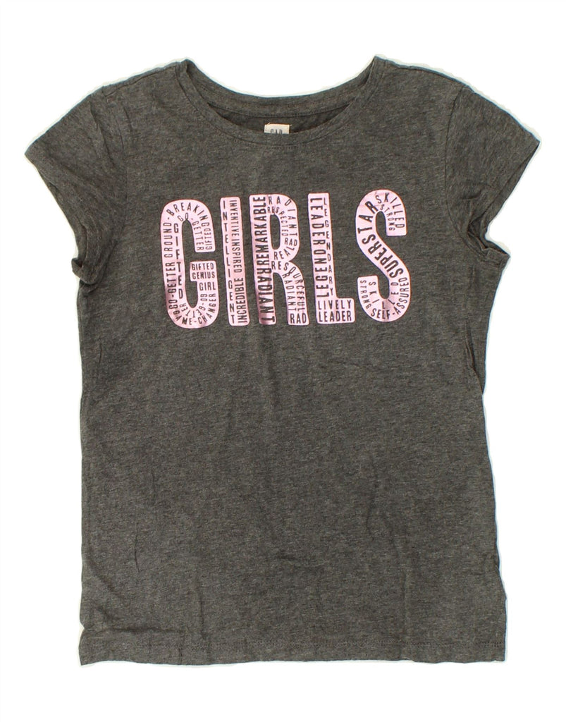 GAP Girls Graphic T-Shirt Top 9-10 Years Large  Grey Cotton Vintage Gap and Second-Hand Gap from Messina Hembry 