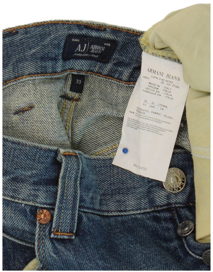 ARMANI Mens Regular Straight Jeans W33 L34 Blue Cotton