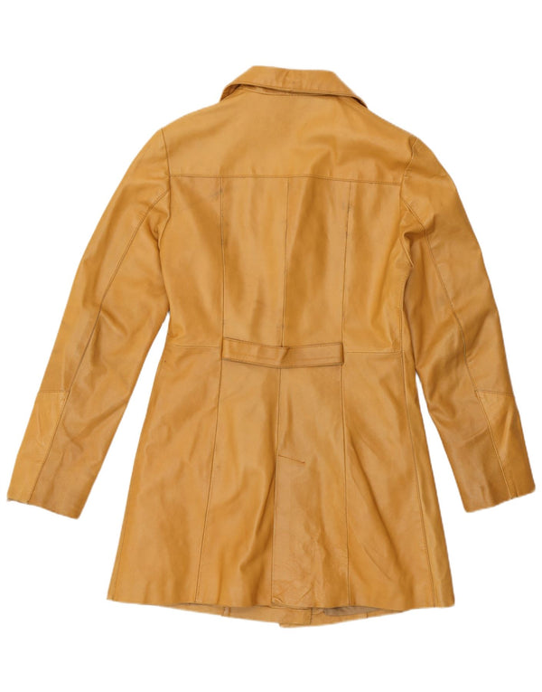 Terranova Womens Leather Coat UK 10 Small Beige Leather
