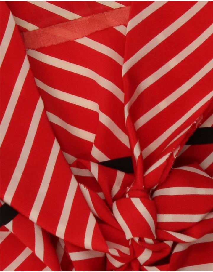 VINTAGE Womens Front Tie Blouse Top UK 16 Large Red Striped