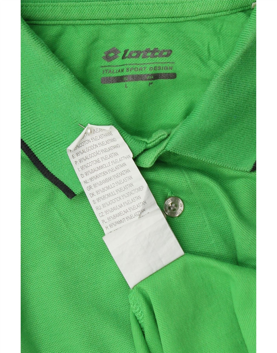 LOTTO Mens Polo Shirt Large Green Cotton