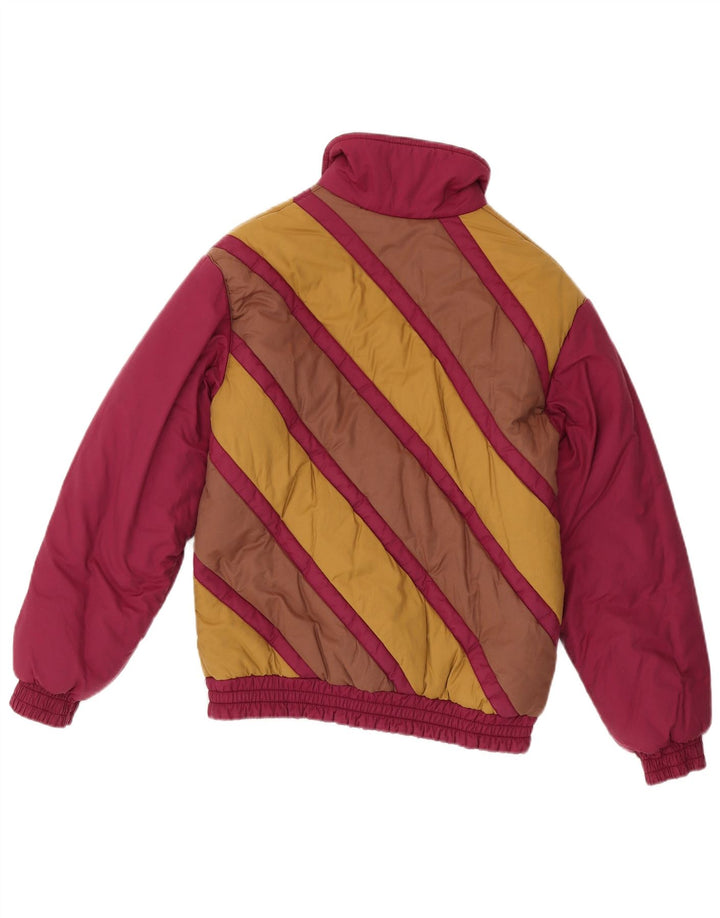 Ellesse Womens Padded Jacket EU 40 Medium Burgundy Colourblock Cotton