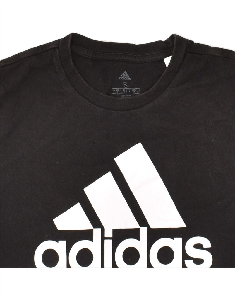 ADIDAS Womens Graphic T-Shirt Top UK 10 Small Black Cotton | Vintage Adidas | Thrift | Second-Hand Adidas | Used Clothing | Messina Hembry 