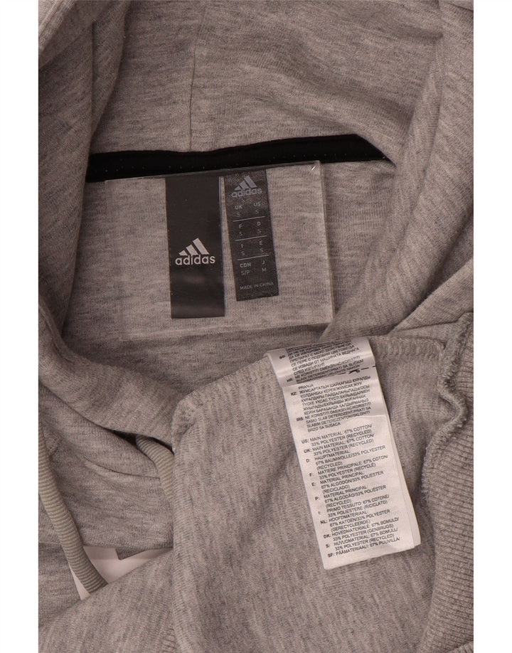 Adidas Mens Graphic Hoodie Jumper Small Grey Flecked Cotton