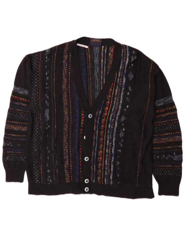 Greenfield Mens Cardigan Sweater IT 52 Large Navy Blue Striped Classic