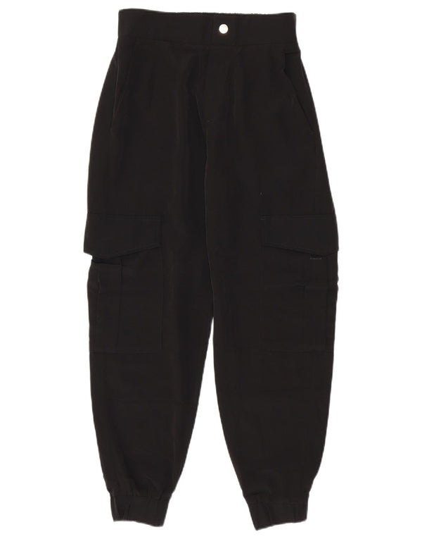 Zara Womens Joggers Cargo Trousers XS W24 L25 Black Polyester