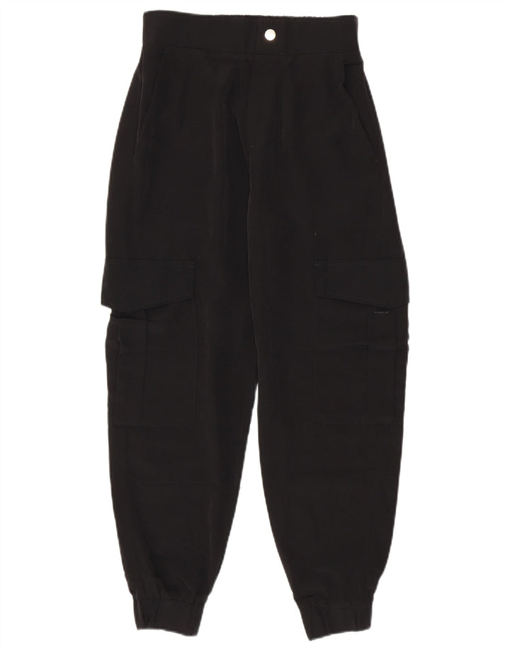Zara Womens Joggers Cargo Trousers XS W24 L25 Black Polyester