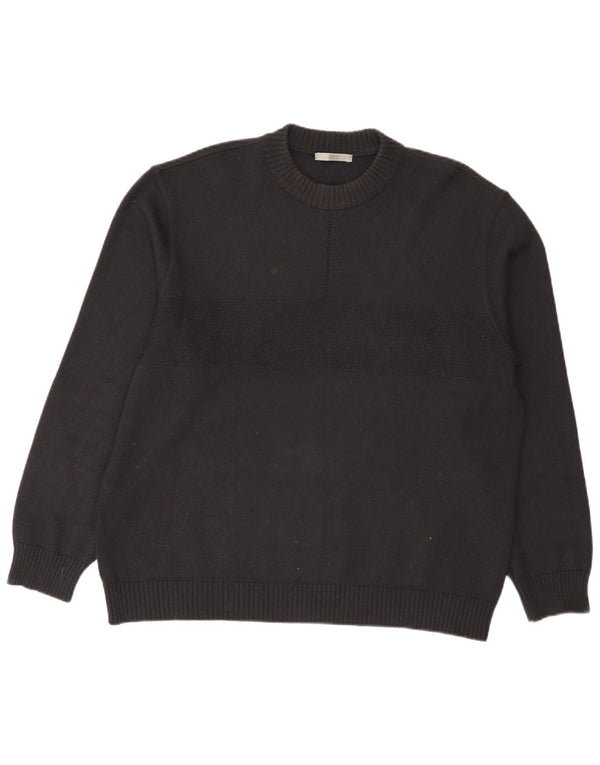 Marks & Spencer Mens Crew Neck Jumper Sweater Large Navy Blue Acrylic