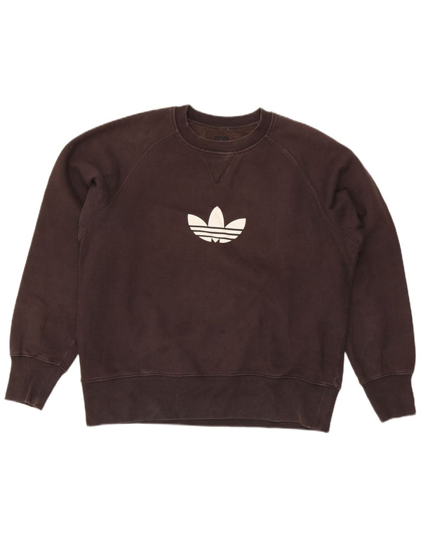 Adidas Mens Graphic Sweatshirt Jumper XL Brown Cotton