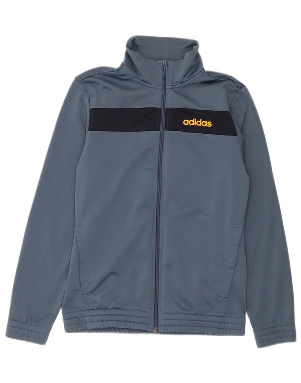 Adidas Boys Tracksuit Top Jacket 12-13 Years Grey Colourblock Polyester