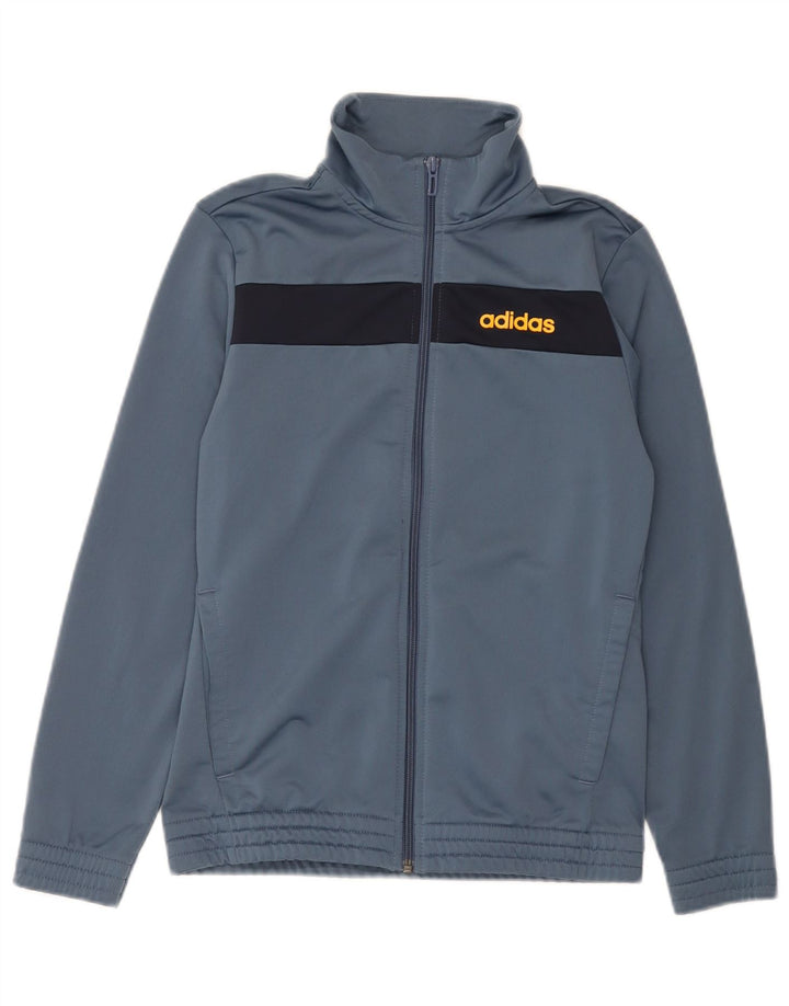 Adidas Boys Tracksuit Top Jacket 12-13 Years Grey Colourblock Polyester