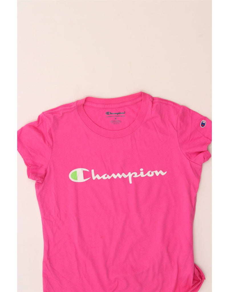 CHAMPION Girls Graphic T-Shirt Top 9-10 Years Medium Pink Vintage Champion and Second-Hand Champion from Messina Hembry 