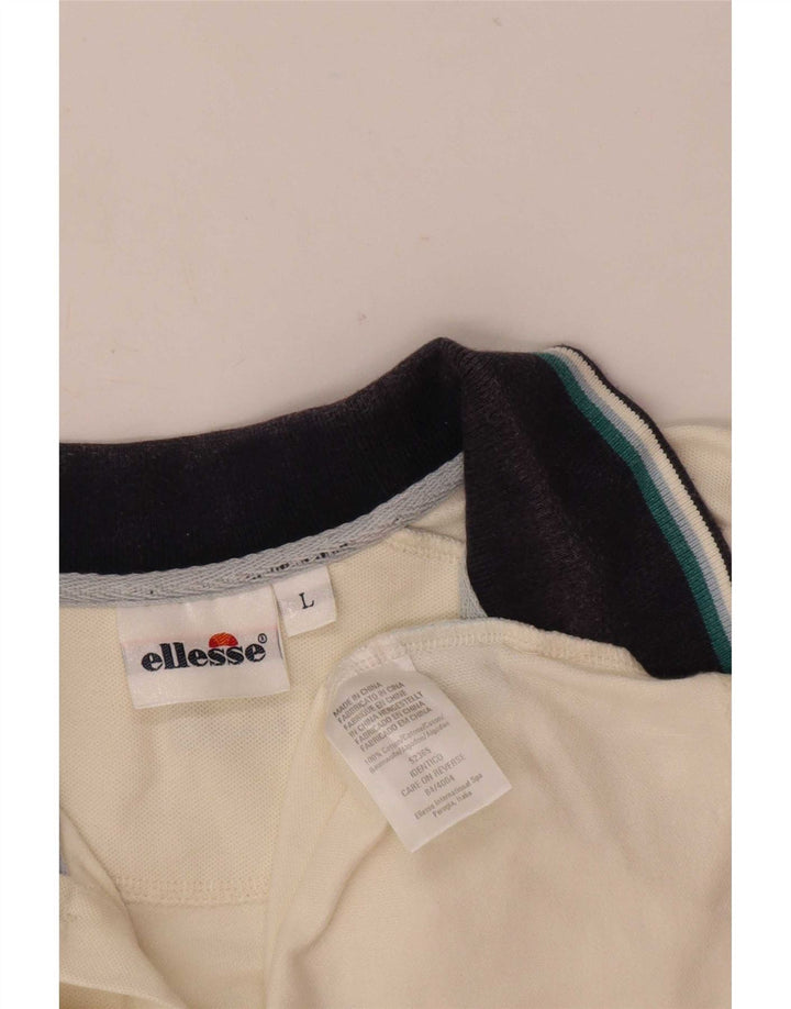 Ellesse Mens Polo Shirt Large Off White Cotton