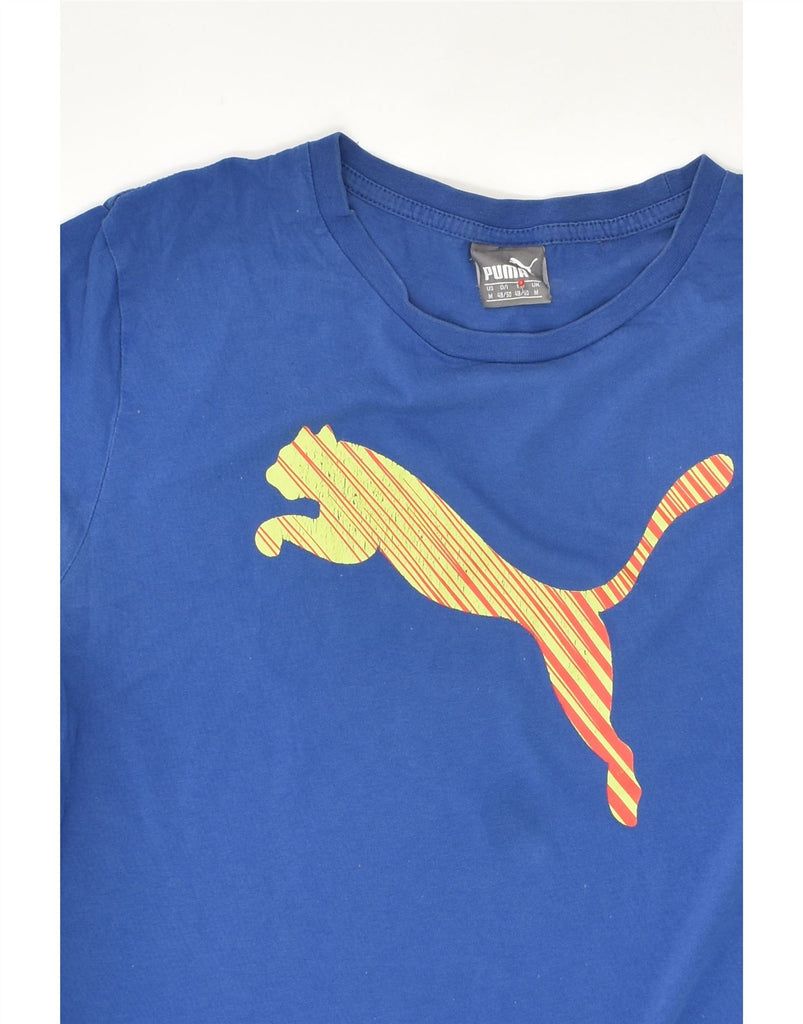 PUMA Mens Graphic T-Shirt Top Medium Blue Cotton | Vintage Puma | Thrift | Second-Hand Puma | Used Clothing | Messina Hembry 