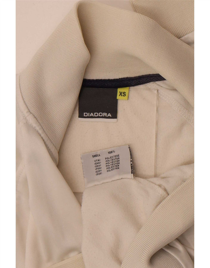 Diadora Womens Tracksuit Top Jacket UK 6 XS Off White Polyester