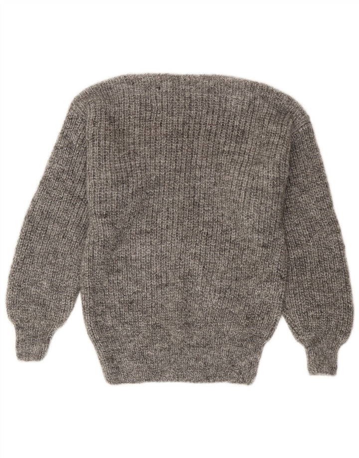 Vintage Womens Boat Neck Jumper Sweater UK 12 Medium Grey Flecked