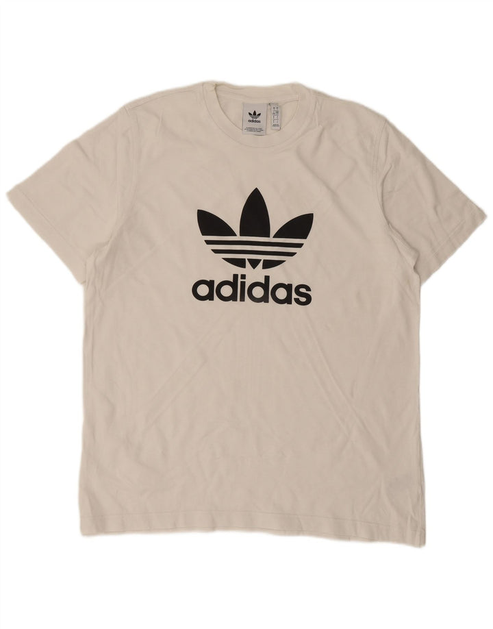 ADIDAS Mens Graphic T-Shirt Top Large White Cotton