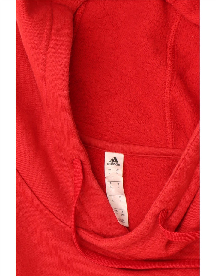 ADIDAS Mens Hoodie Jumper Large Red Cotton