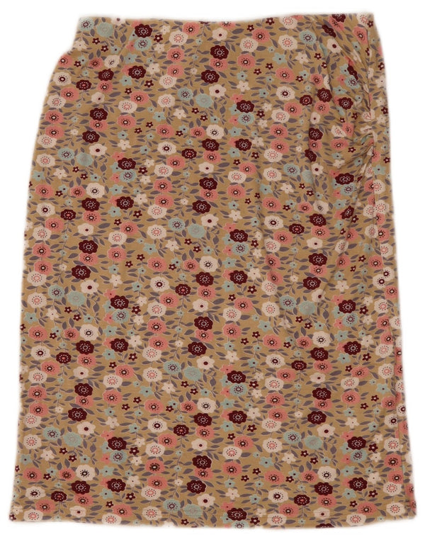 Onyx Womens Straight Skirt US 1 XS W28 Beige Floral Viscose