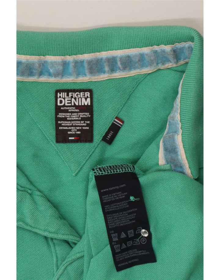 Tommy Hilfiger Mens Polo Shirt Large Green Cotton