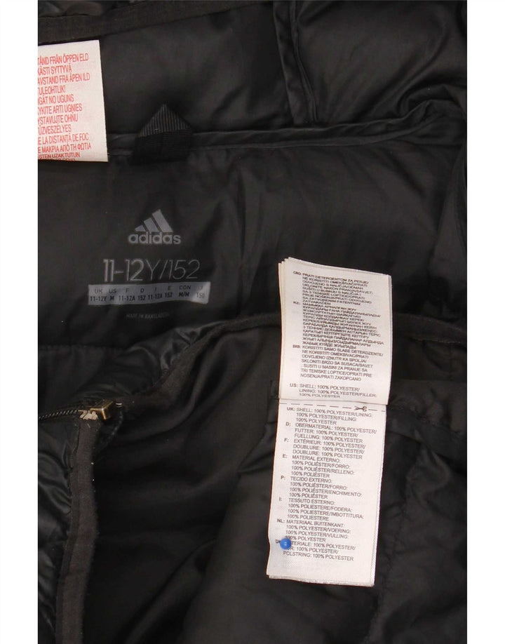Adidas Boys Hooded Padded Jacket 11-12 Years Black Polyester