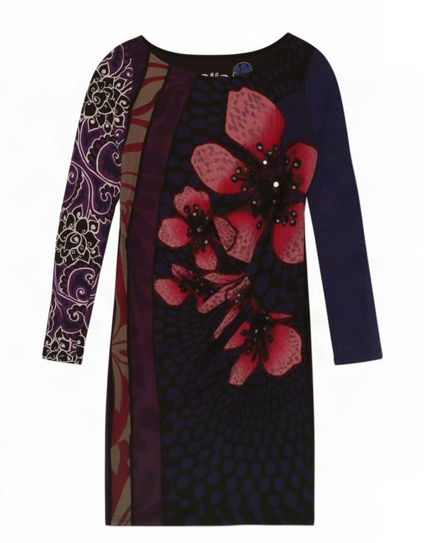 Desigual Womens Abstract Pattern Sheath Dress UK 12 Medium Multicoloured