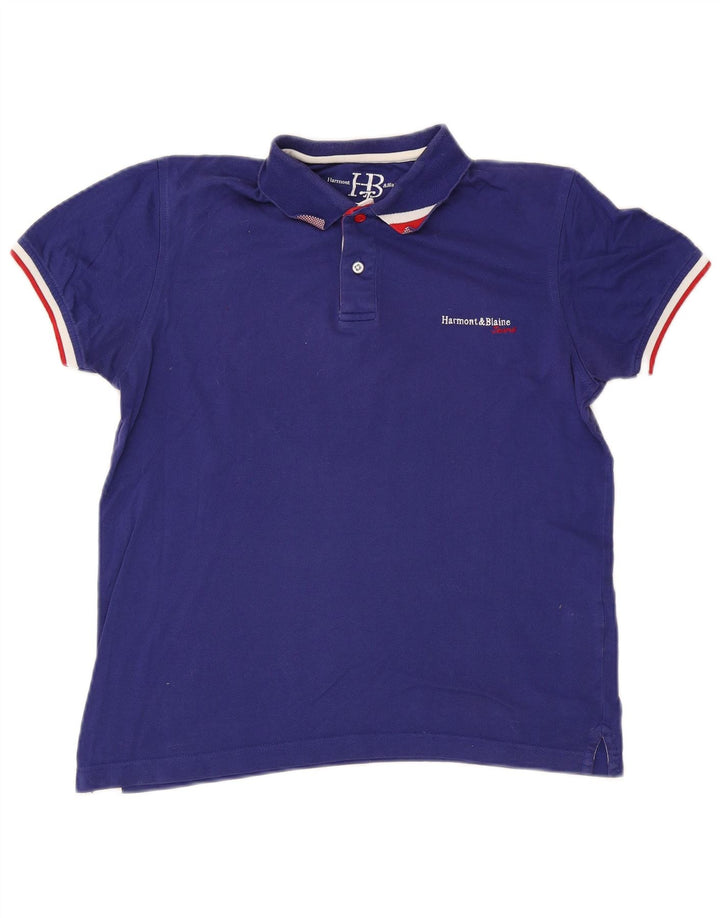 Harmont & Blaine Mens Polo Shirt Small Blue Cotton