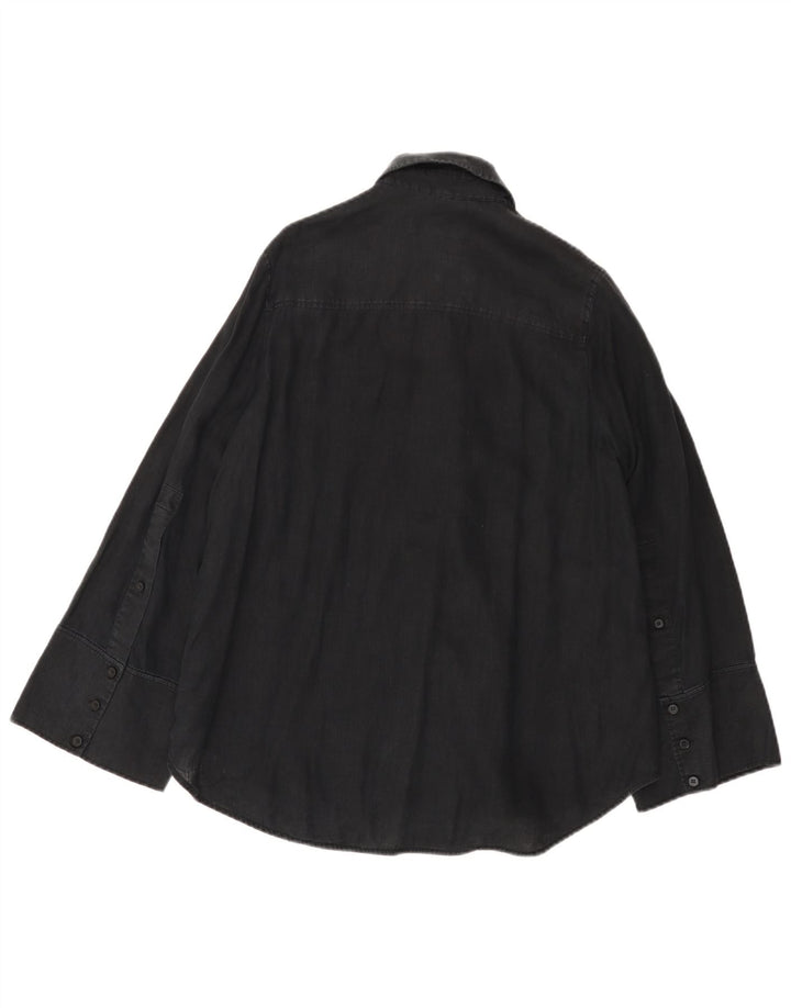 Cos Womens Oversized Shirt EU 32 2XS Black Linen