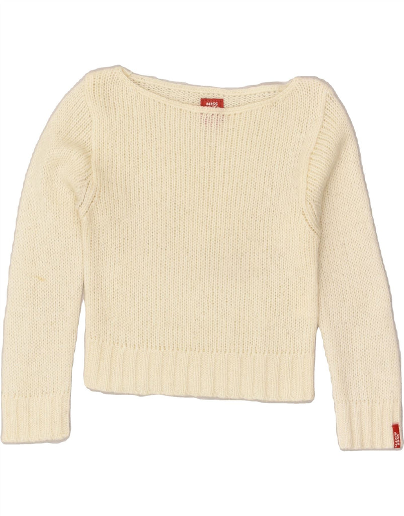 MISS SIXTY Girls Boat Neck Jumper Sweater 7-8 Years Medium  Off White | Vintage Miss Sixty | Thrift | Second-Hand Miss Sixty | Used Clothing | Messina Hembry 