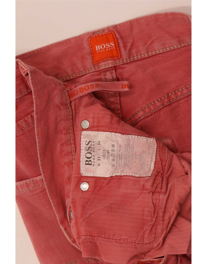 Hugo Boss Mens Straight Jeans W33 L34 Pink Cotton