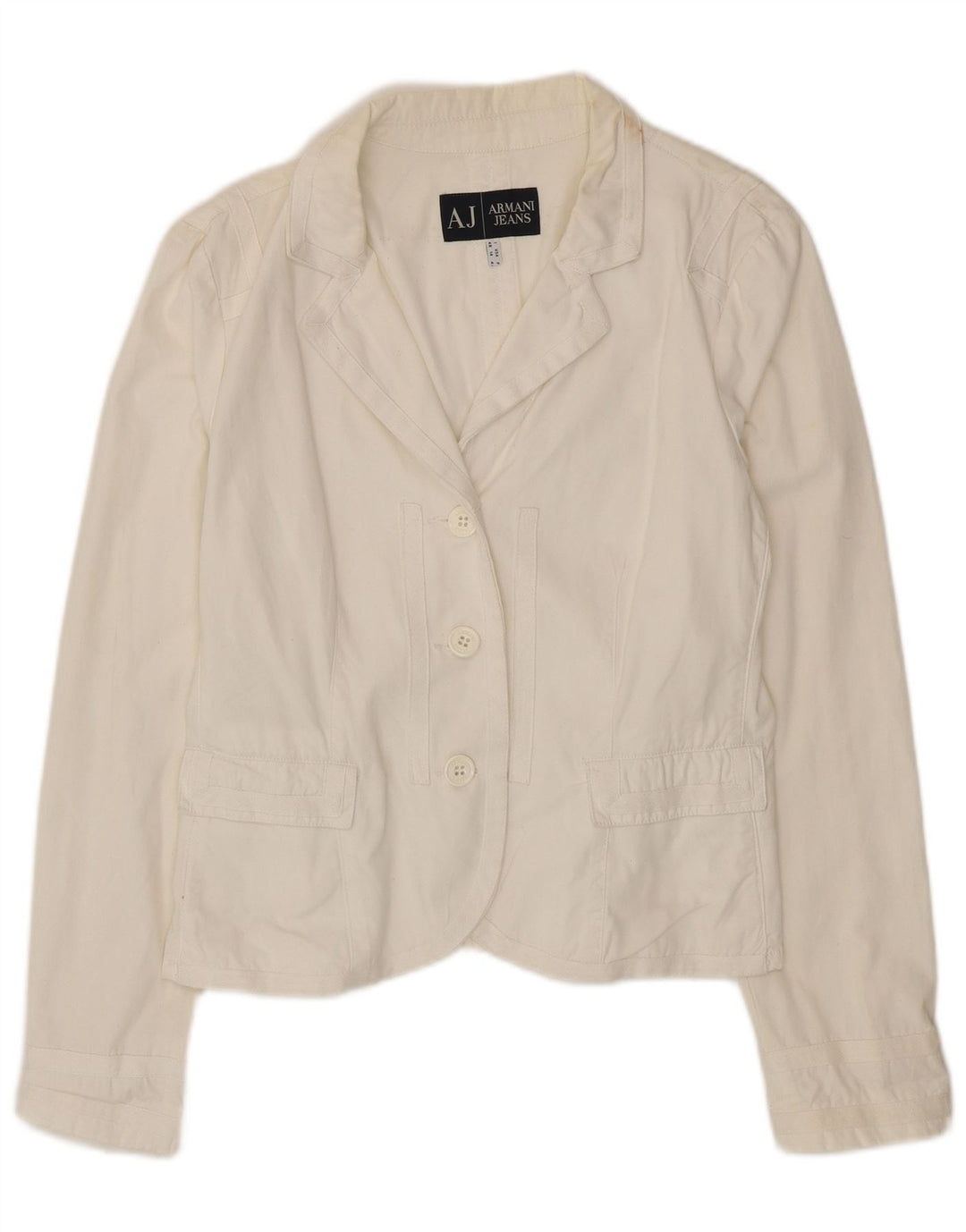 Armani Jeans Womens 3 Button Blazer Jacket UK 18 XL White Cotton