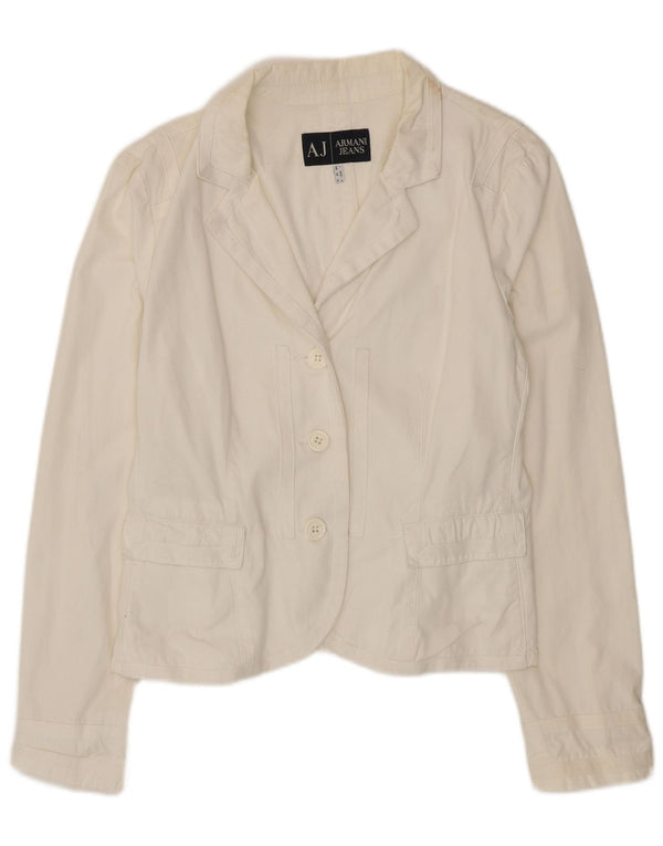 Armani Jeans Womens 3 Button Blazer Jacket UK 18 XL White Cotton