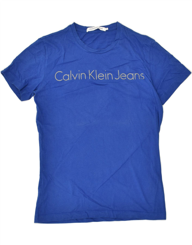 CALVIN KLEIN Mens Graphic T-Shirt Top Medium Blue Cotton | Vintage Calvin Klein | Thrift | Second-Hand Calvin Klein | Used Clothing | Messina Hembry 