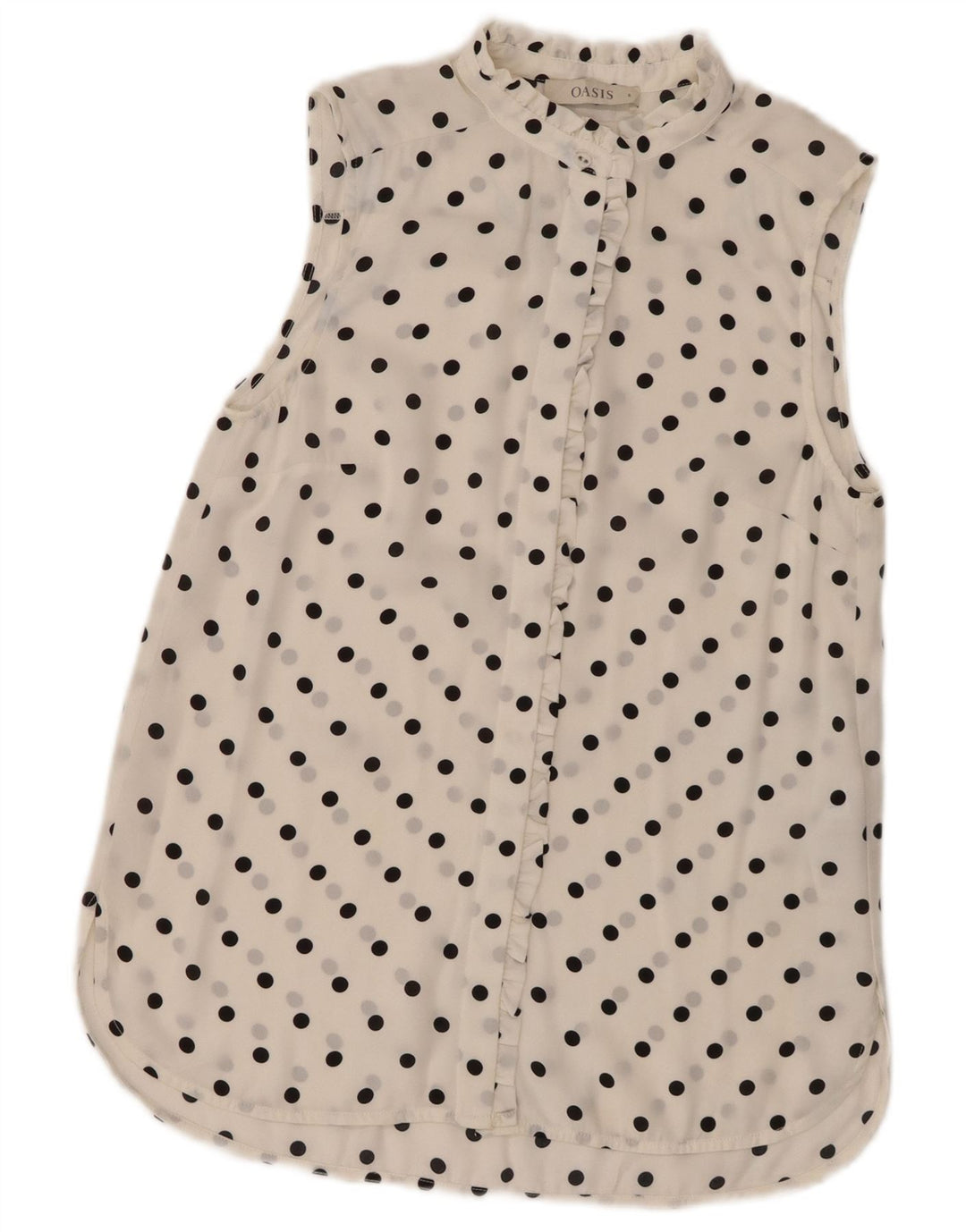 Oasis Womens Sleeveless Shirt Blouse UK 8 Small White Polka Dot Polyester