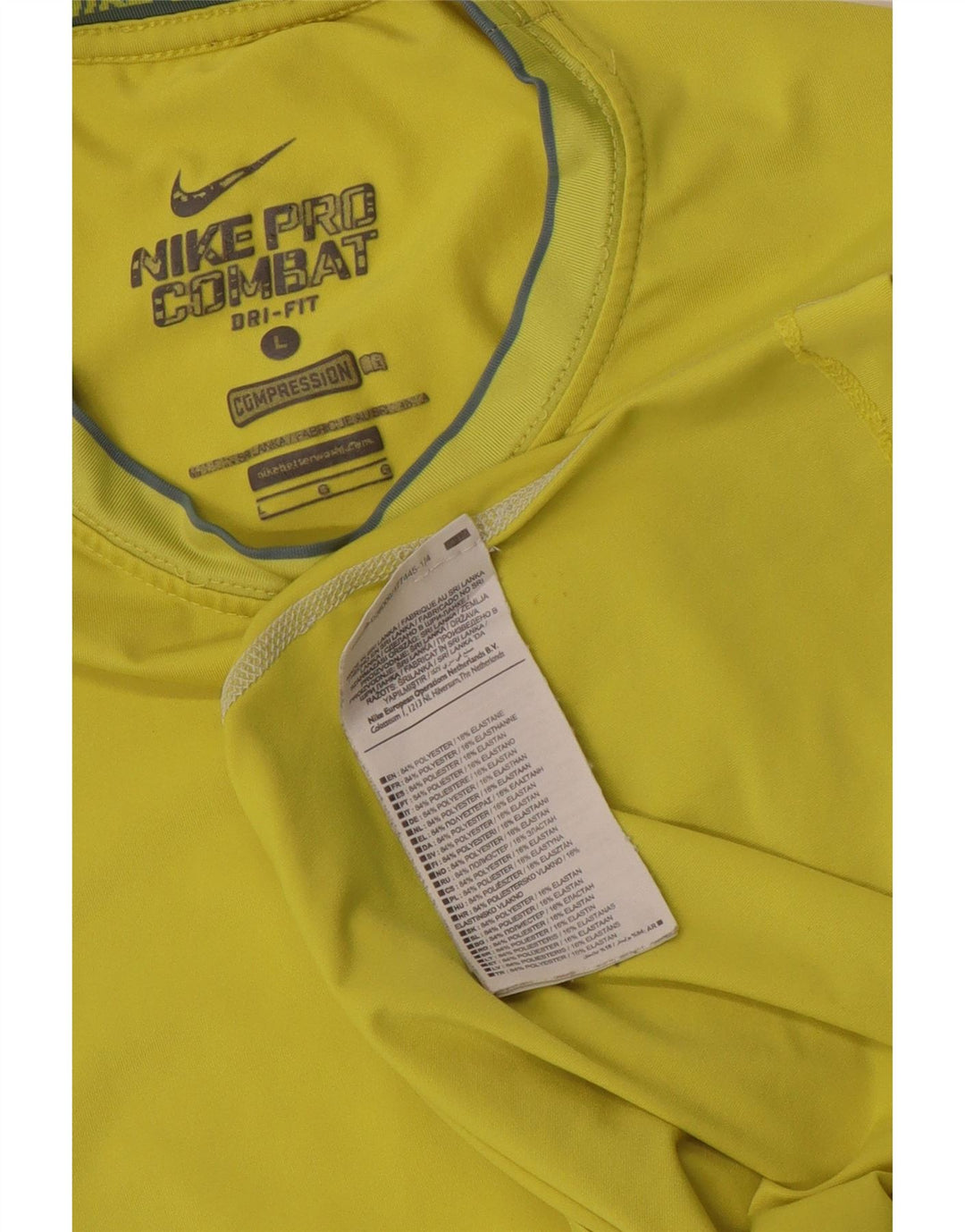 Nike Mens Dri Fit T-Shirt Top Large Yellow Polyester Sports