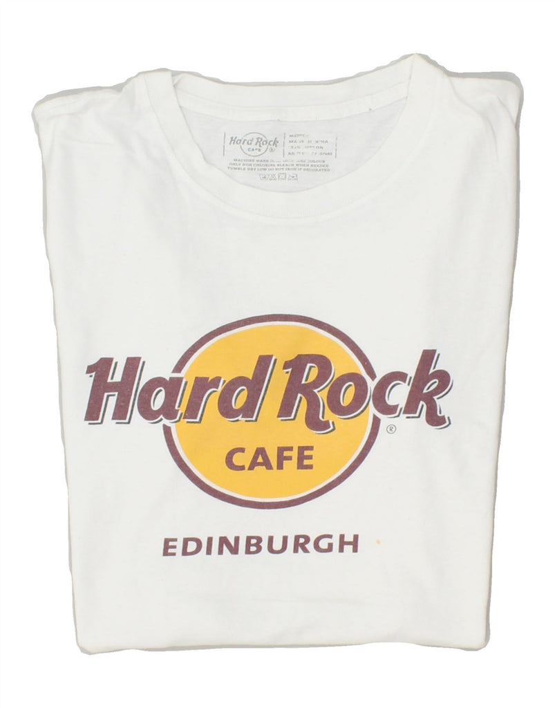 HARD ROCK CAFE Mens Edinburgh Graphic T-Shirt Top Medium White Cotton | Vintage Hard Rock Cafe | Thrift | Second-Hand Hard Rock Cafe | Used Clothing | Messina Hembry 