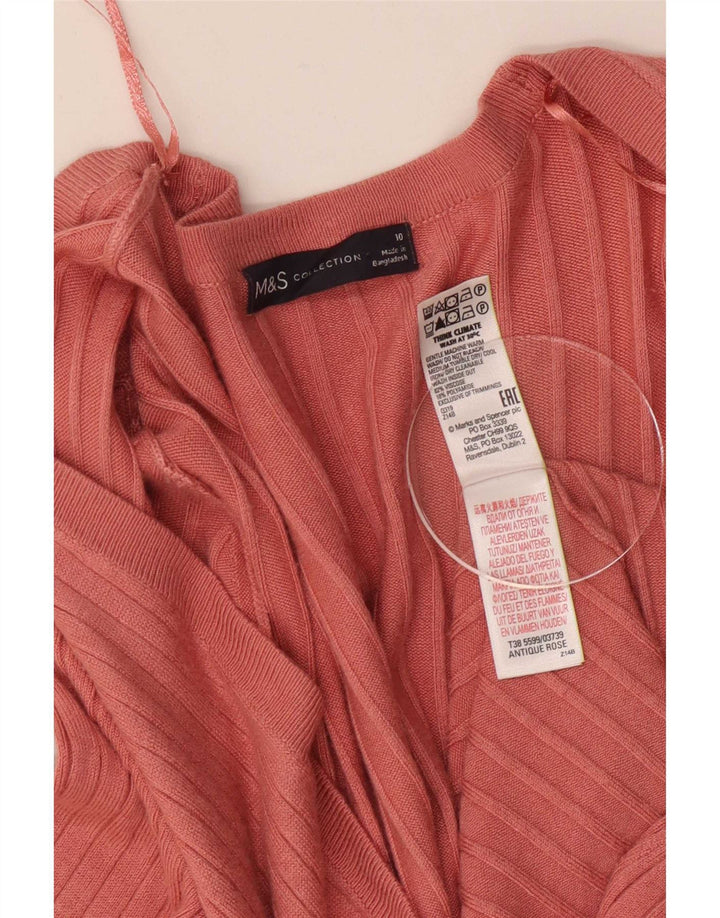 Marks & Spencer Womens Longline Open Cardigan Sweater UK 10 Small Pink