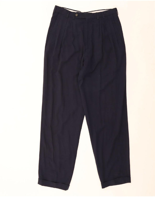 GB.PEDRINI Mens Pegged Suit Trousers IT 48 Medium W32 L31 Navy Blue