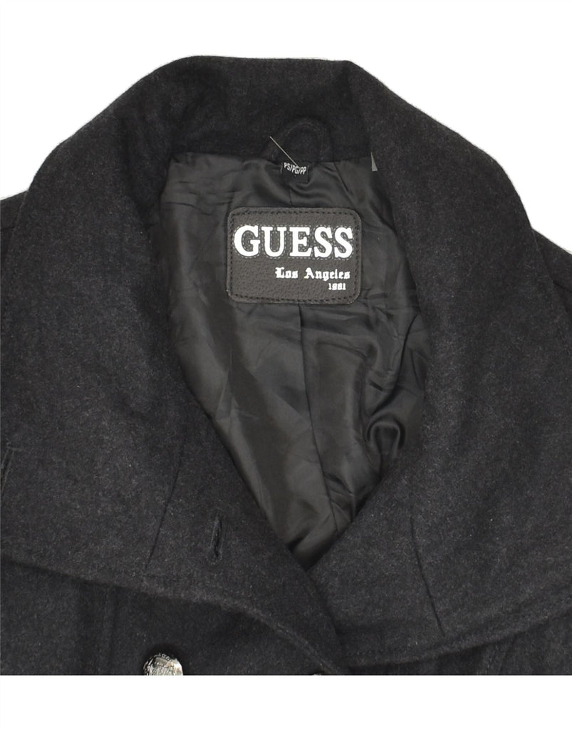 GUESS Womens Double Breasted Coat UK 10 Small Grey Wool | Vintage Guess | Thrift | Second-Hand Guess | Used Clothing | Messina Hembry 