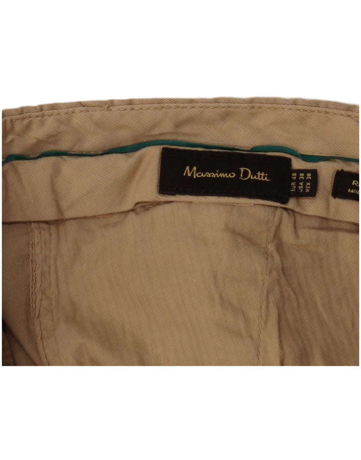 MASSIMO DUTTI Mens Slim Chino Trousers EU 48 XL W38 L34 Beige