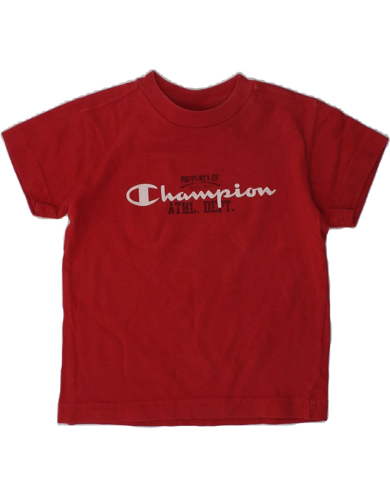 CHAMPION Girls Graphic T-Shirt Top 3-4 Years 2XS Red Cotton | Vintage Champion | Thrift | Second-Hand Champion | Used Clothing | Messina Hembry 