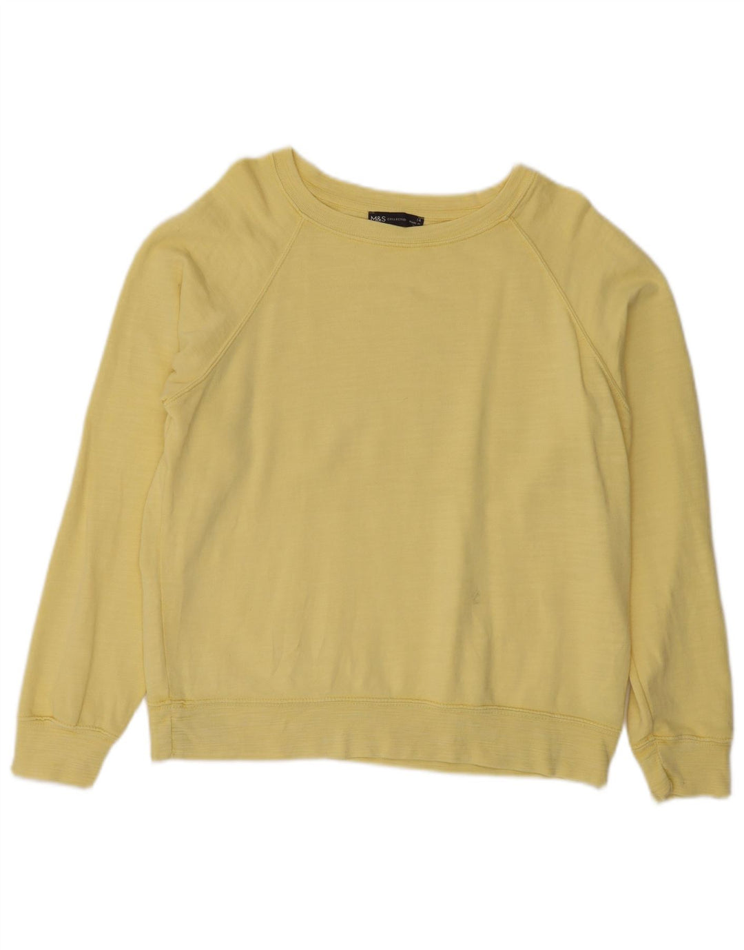 Marks & Spencer Womens Sweatshirt Jumper UK 14 Large Yellow Cotton