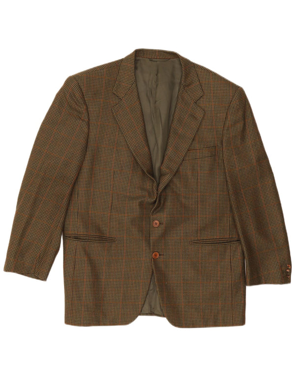 Galtrucco Mens Regular Fit Blazer Jacket IT 50 Large Khaki Houndstooth