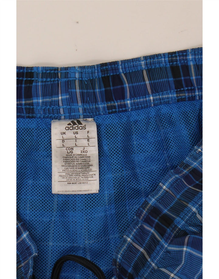 ADIDAS Mens Swimming Shorts Large  Blue Check Polyester Vintage Adidas and Second-Hand Adidas from Messina Hembry 
