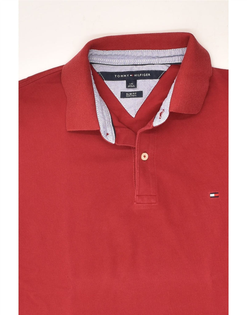 TOMMY HILFIGER Mens Slim Fit Polo Shirt Large Red Cotton | Vintage Tommy Hilfiger | Thrift | Second-Hand Tommy Hilfiger | Used Clothing | Messina Hembry 