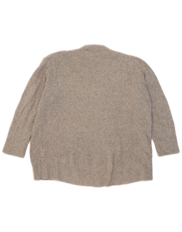 Zara Womens 3/4 Sleeve Oversized Crew Neck Jumper Sweater UK 10 Small Grey