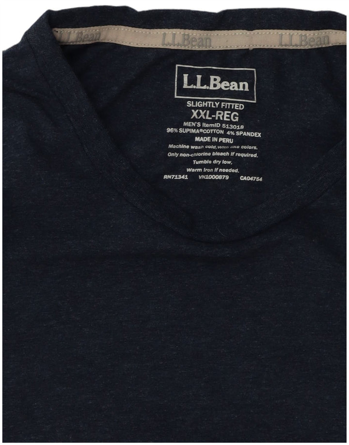 L.L.BEAN Mens Slightly Fitted T-Shirt Top 2XL Navy Blue Cotton