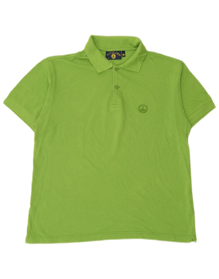 NAVIGARE Mens Polo Shirt Medium Green Cotton
