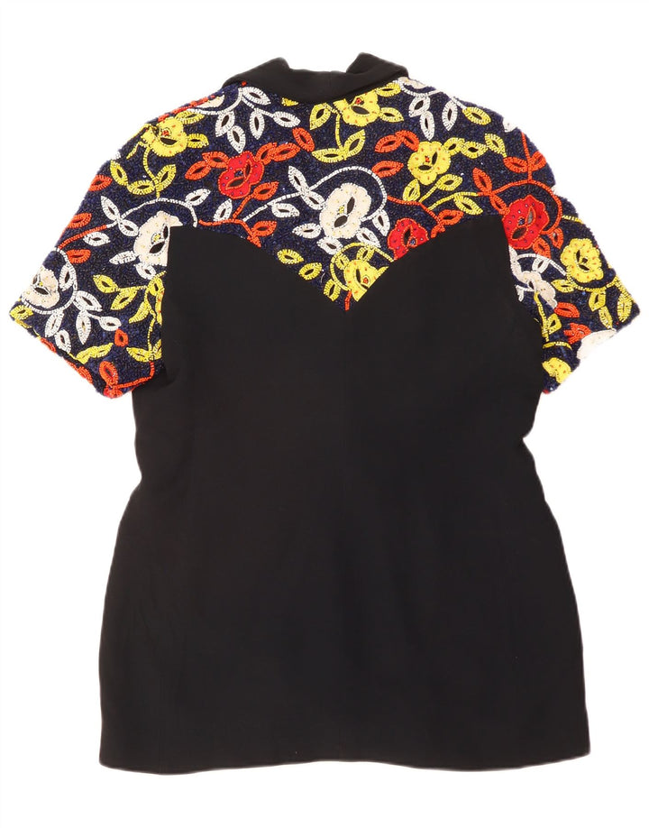 Gai Mattiolo Womens 1 Button Blazer Jacket IT 48 XL Black Floral